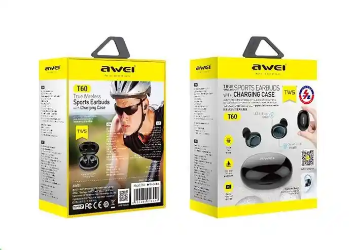 Awei T60 TWS Wireless Earphones ENC In Ear Mini Earbuds Smart Noise Reduction Earbuds Headset